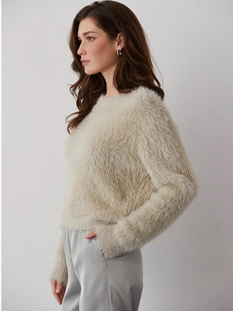 Crescent Hartley Mohair Crewneck Sweater In Taupe