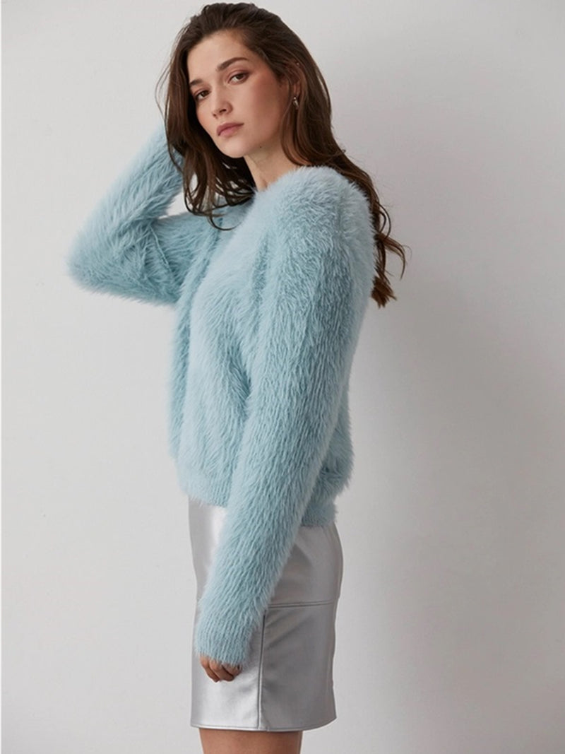 Crescent Hartley Mohair Crewneck Sweater In Ice Blue