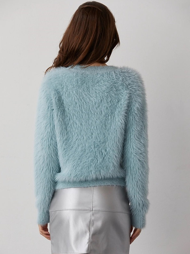 Crescent Hartley Mohair Crewneck Sweater In Ice Blue