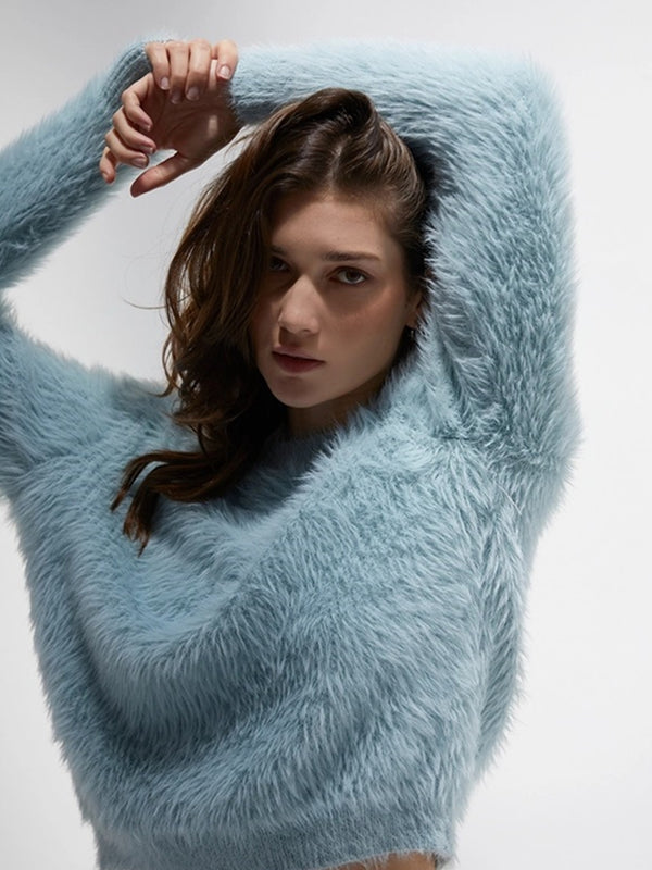 Crescent Hartley Mohair Crewneck Sweater In Ice Blue