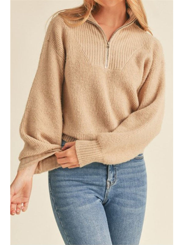 Up Clothing Sana Half Zip Sweater In Khaki