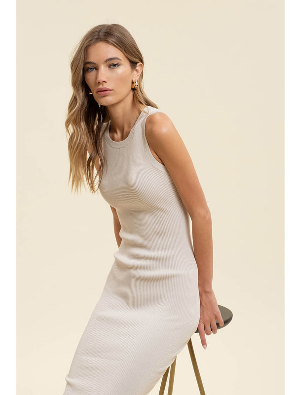 The Workshop Leona Ribbed Knit Tank Dress In Natural