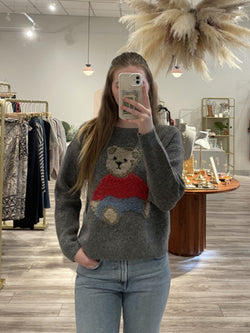 Dreamers Brit Teddy Sweater In Grey