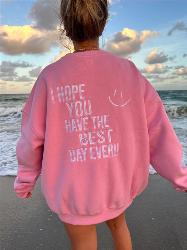 Sunkissed Coconut Best Day Ever Sweatshirt In Light Pink