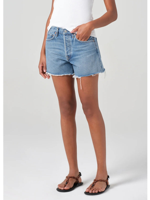 AGOLDE Parker Long Denim Short In Fairway