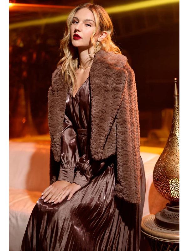 Blu Pepper Hayden Faux Fur Jacket In Mocha