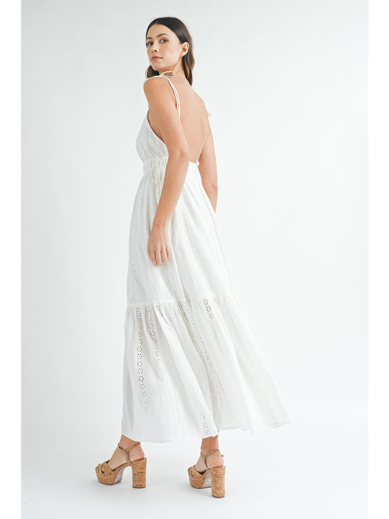 Mable Tristan Eyelet Maxi Dress In Off White