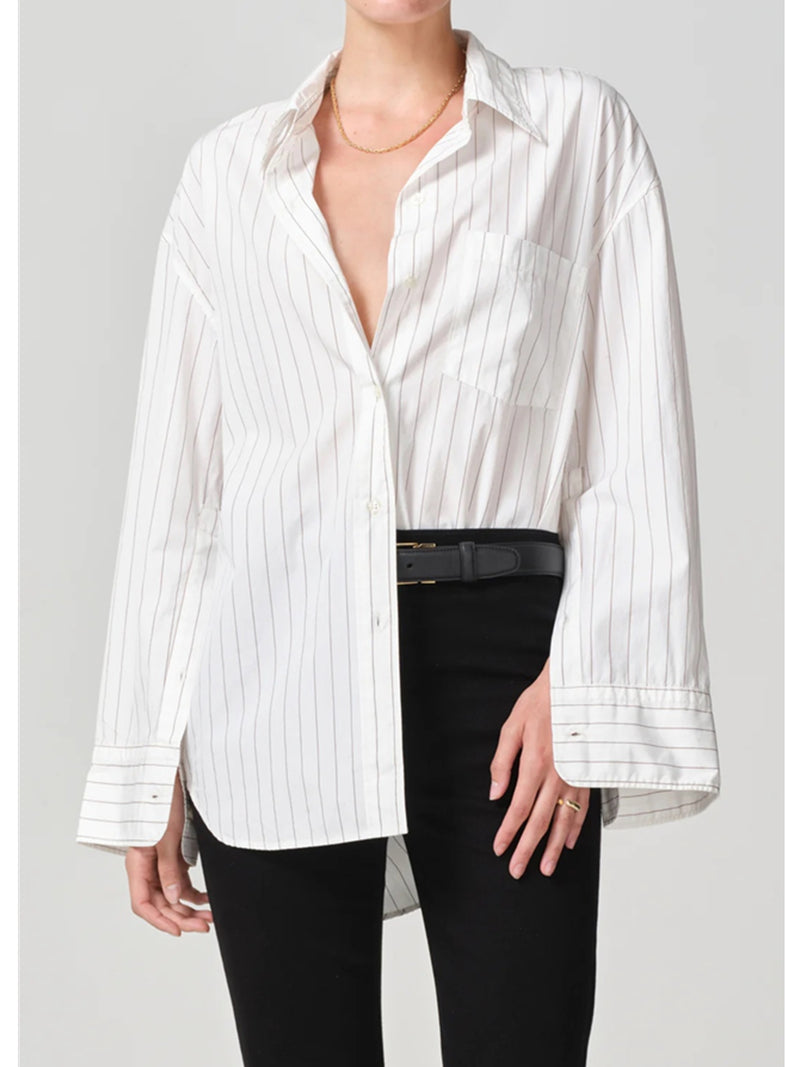 Citizens Of Humanity Cocoon Shirt In Bitter Chocolate Stripe