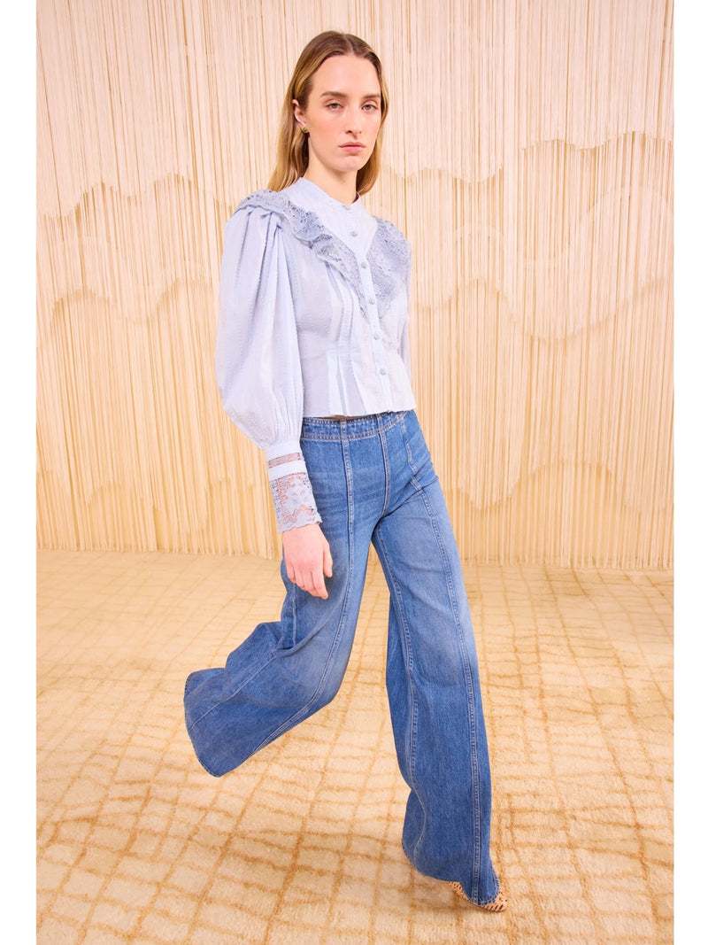 Ulla Johnson Esther Long Sleeve Blouse In Celeste