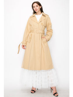 INA Lucy Pleated back Trench Coat In Beige