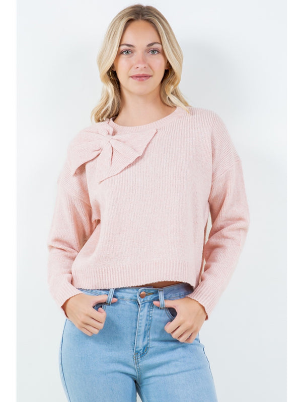 Dreamers Freda Bow Sweater In Pink