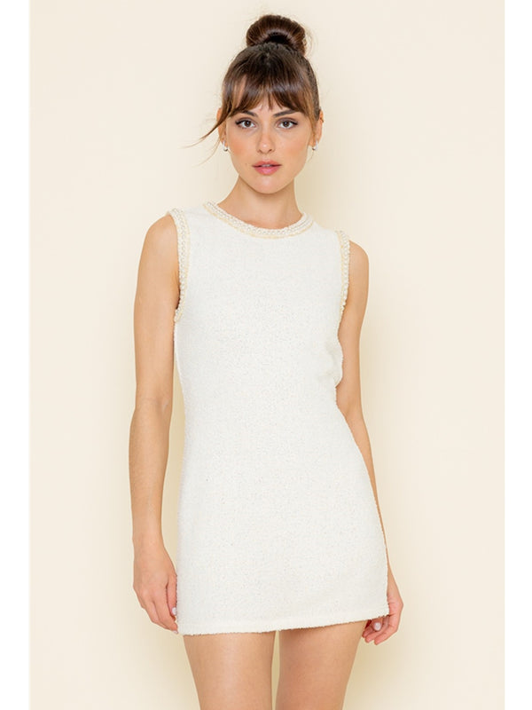 Fore Collection Freya Knit Mini Dress In Cream