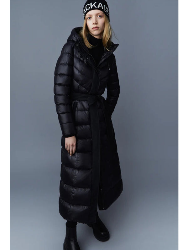 Mackage Calina Lustrous light down Maxi Coat In Black