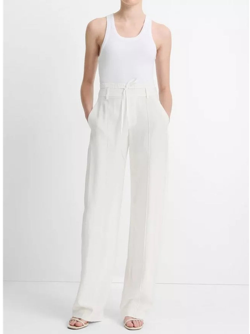 Vince Double-Waistband Drawstring Pant In Off White