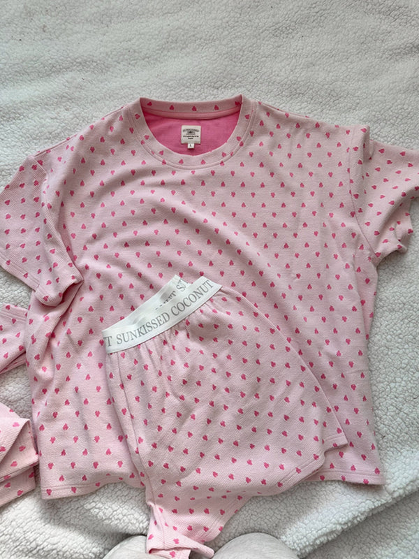 Sunkissed Coconut Heart Pajama Top In Pink