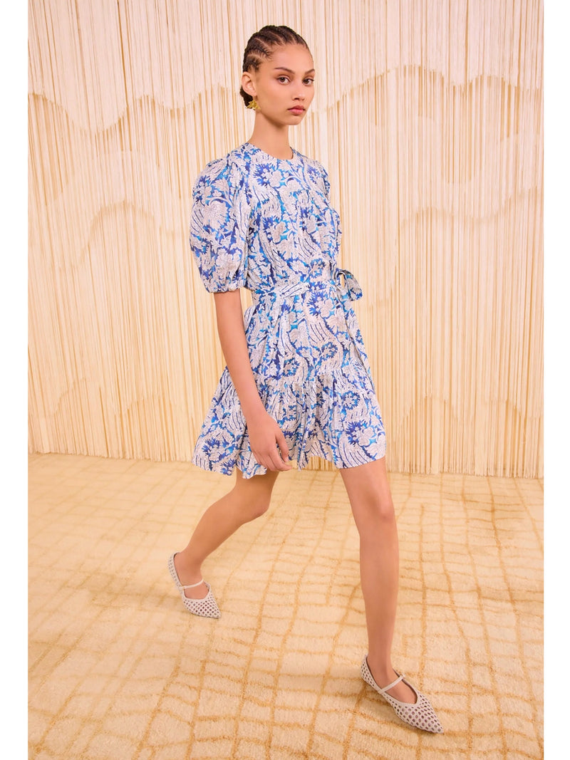 Ulla Johnson Rosalie Short Sleeve Mini Dress In Ciel