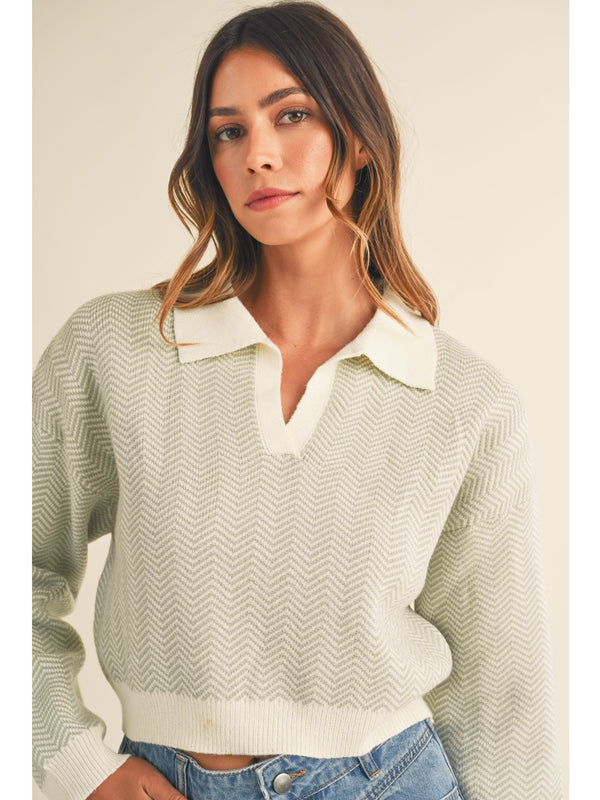 Mable Gavin Zigzag Sweater In Light Sage