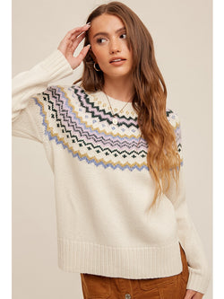 Hem&Thread Catalina Fairisle Sweater In Cream