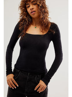 Free People Have It All Long Sleeve In Washed Black