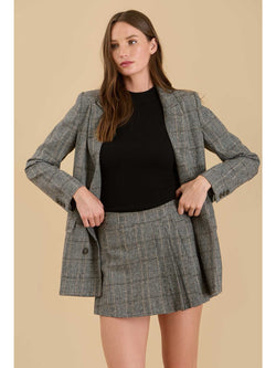 The Workshop Noyes Front Button Plaid Blazer In Charcoal