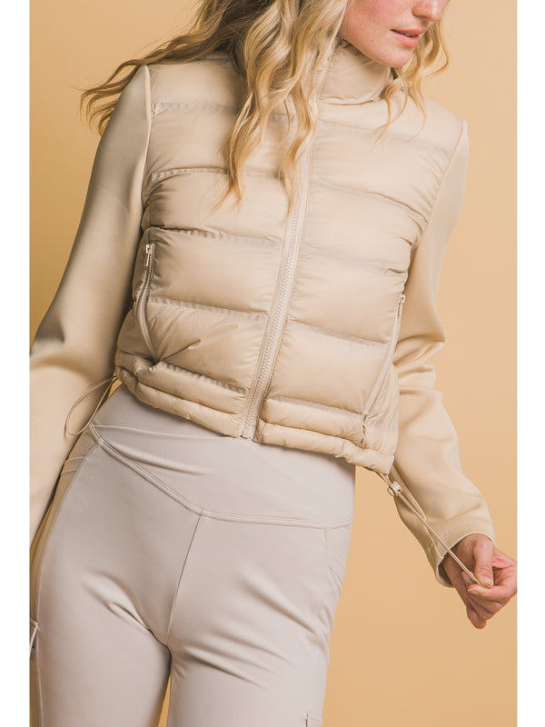 Love Tree Alena Puffer Jacket In Khaki