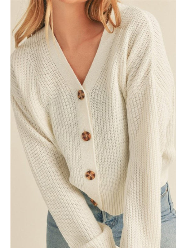 Up Clothing Jodi Vneck Crop Cardigan In Ivory