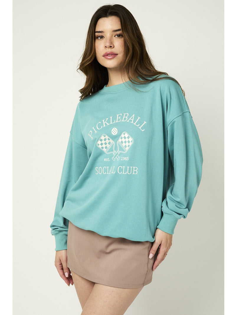 Gilli Pickleball Social Club Sweatshirt In Turquoise