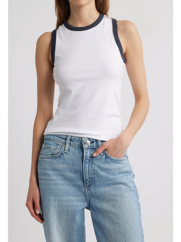Rag & Bone Mia Ringer Tank In White Multi