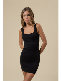 The Workshop Ewart Scoop Neck Knit Sleeveless Mini Dress In Black