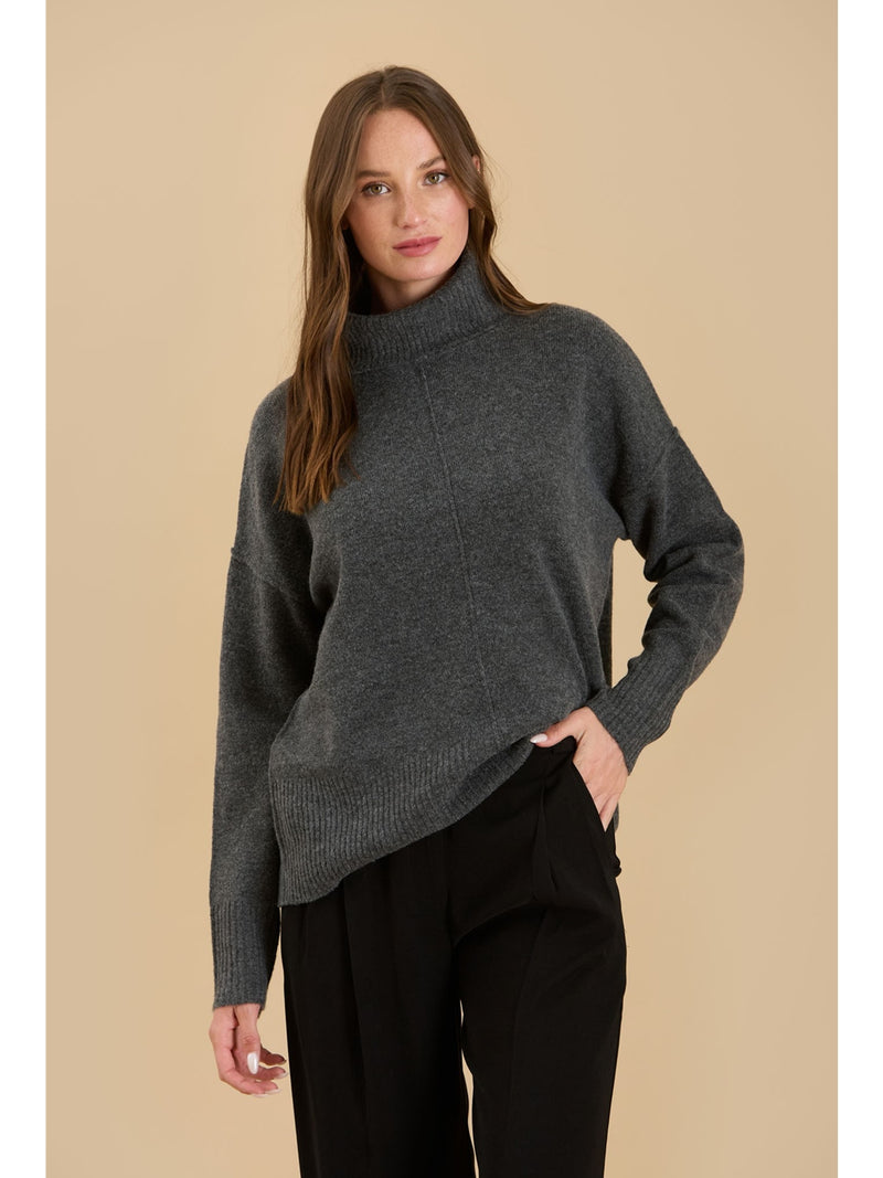 The Workshop Izzy Knit Top In Charcoal