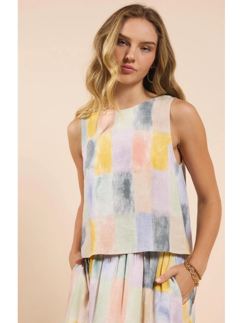 Sadie&Sage Petra Sleeveless Top In Pink Multi