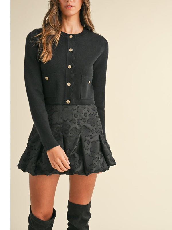 Mable Malta Scalloped Cardigan In Black