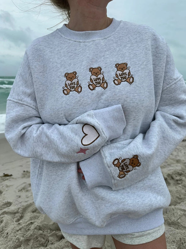 Sunkissed Coconut Teddy Bear Sweatshirt In Pearl Grey
