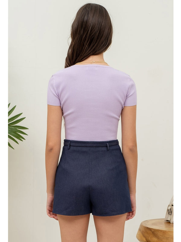 The Workshop Mia Snap Button Top In Lavender