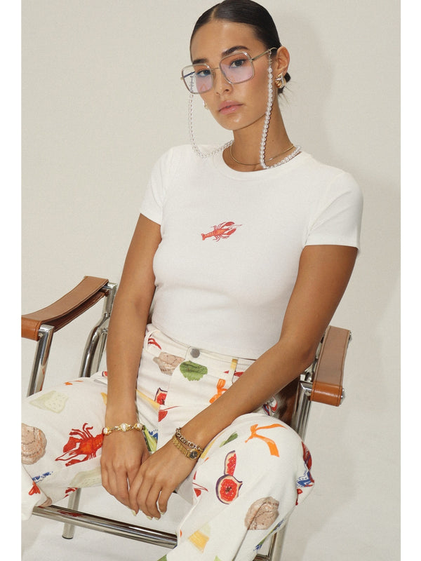 Bailey Rose Lobster Tee In White