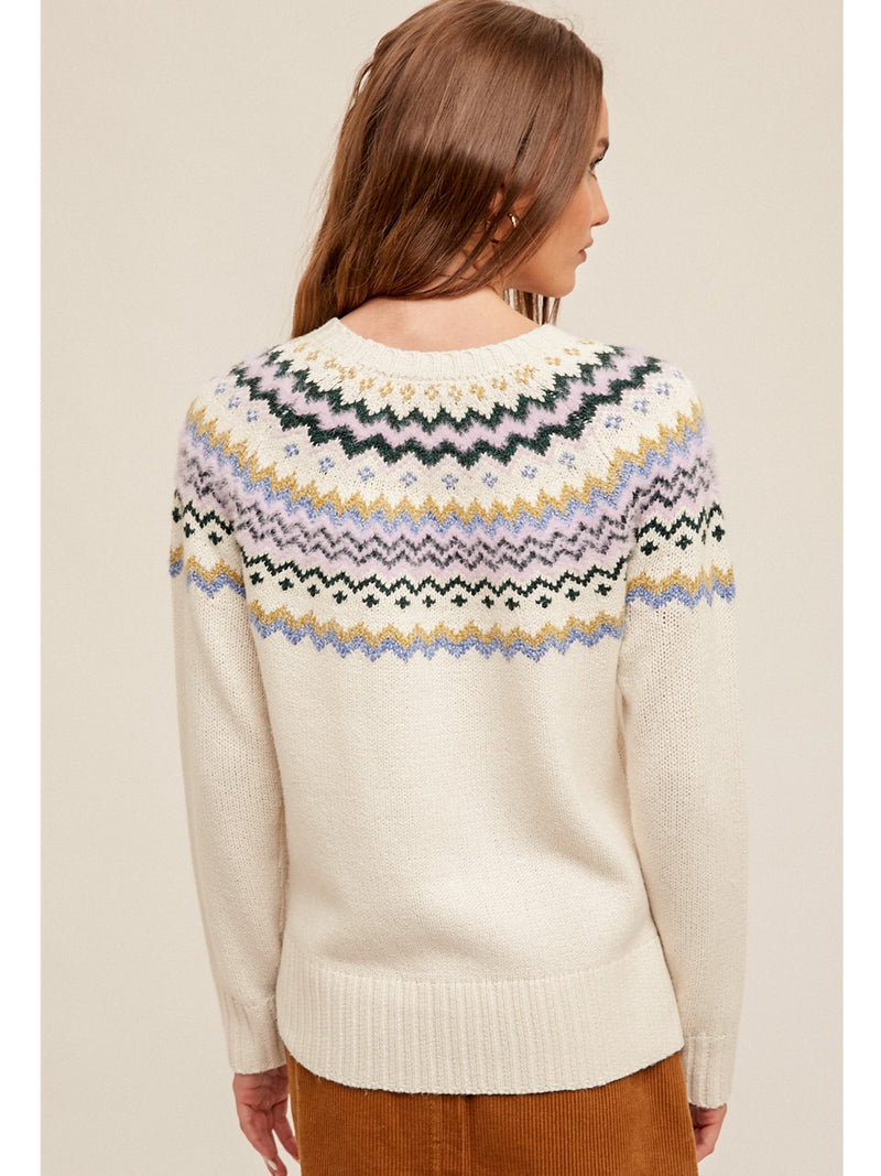 Hem&Thread Catalina Fairisle Sweater In Cream