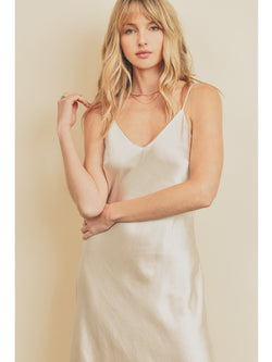 Dress Forum Merida Satin Slip Dress In Champagne