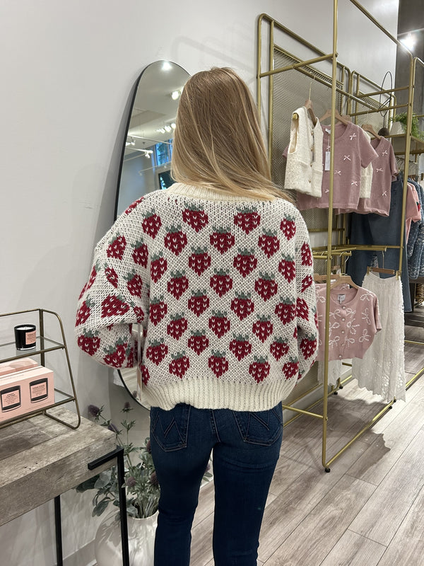 Bailey Rose Annabeth Strawberry Sweater In Cream