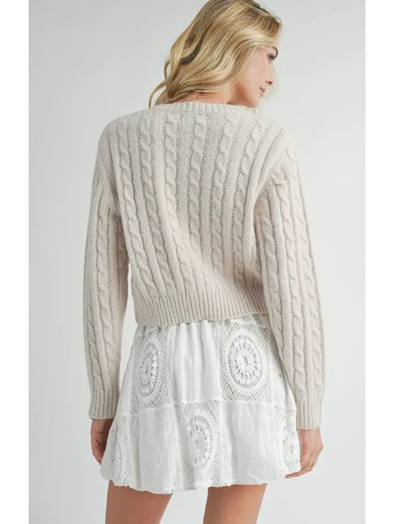 Sadie and Sage Lainey Daisy Sweater In Cream