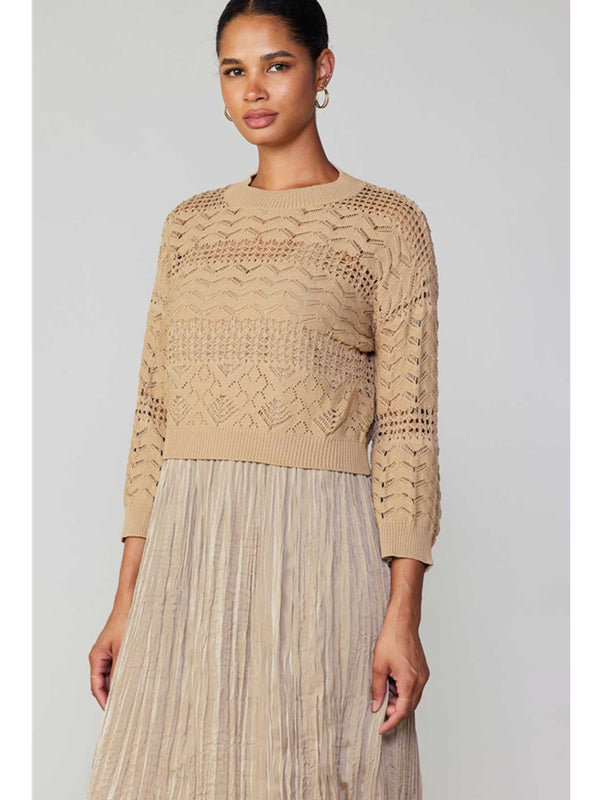 Current Air Wrenlee Sweater & Crinkle Cami Dress Set In Taupe