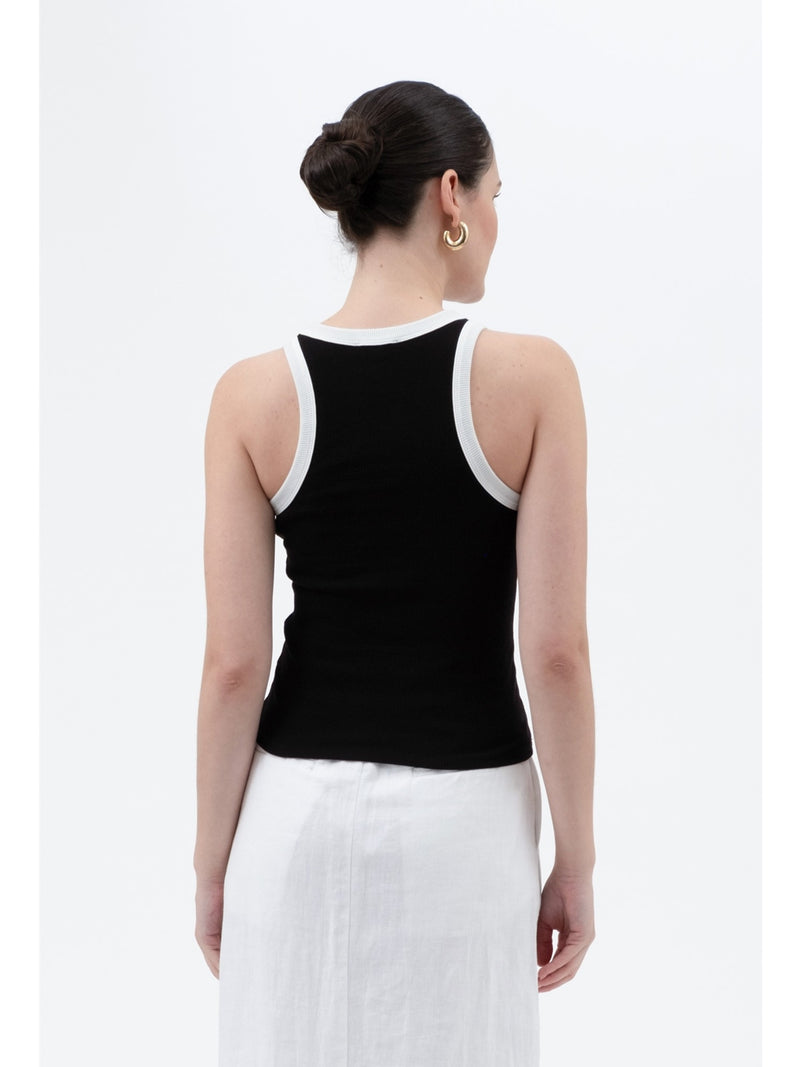 The Workshop Asher Contrast Trim Tank In Black