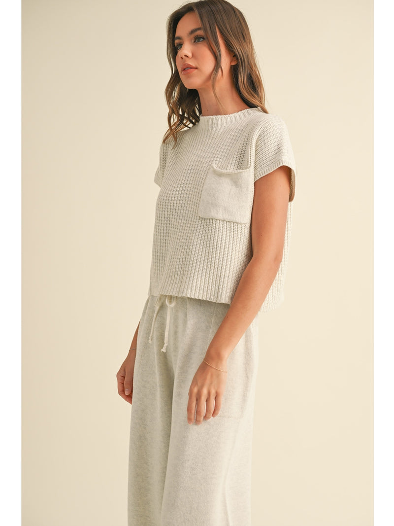 Miou Muse Molly Knit Top In White