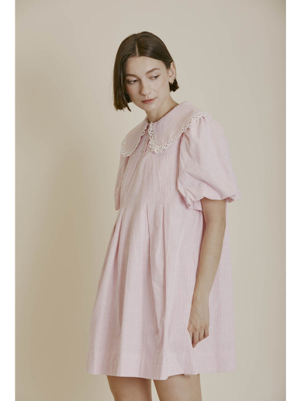 Aureum Lucia Lace Collar Trim Mini Dress In Pink