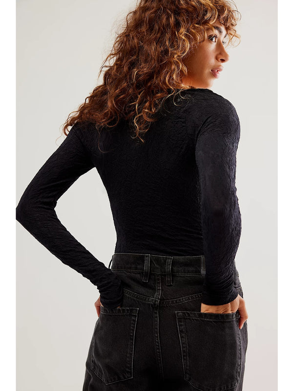 Free People Have It All Long Sleeve In Washed Black