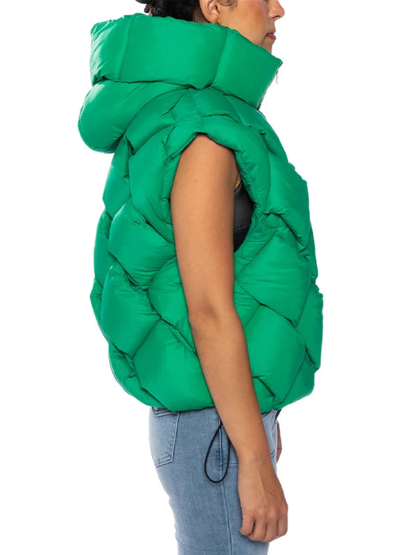 Azalea Wang Paddington Hooded Puffer Vest In Green 