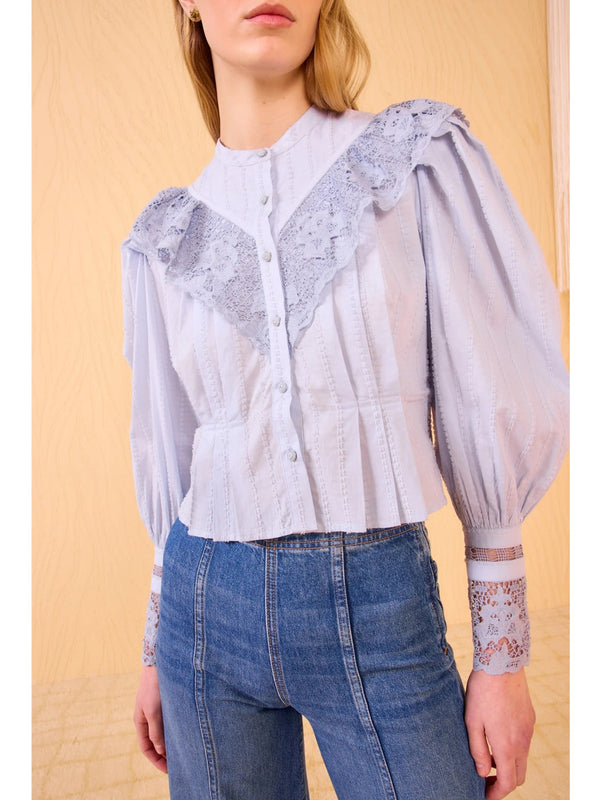 Ulla Johnson Esther Long Sleeve Blouse In Celeste