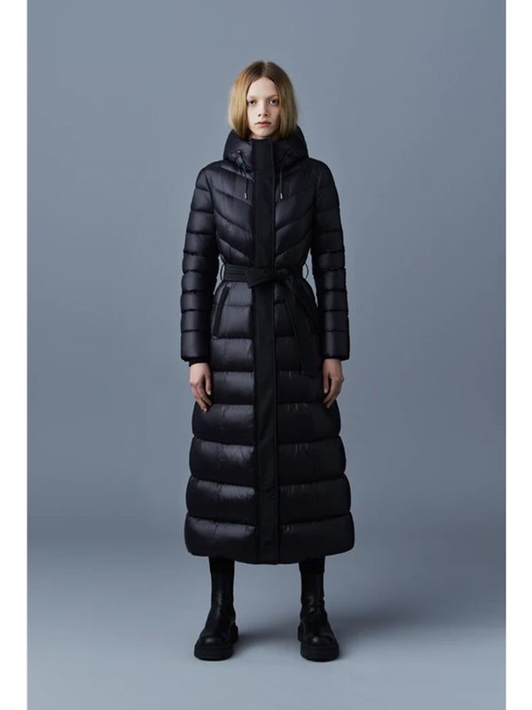 Mackage Calina Lustrous light down Maxi Coat In Black