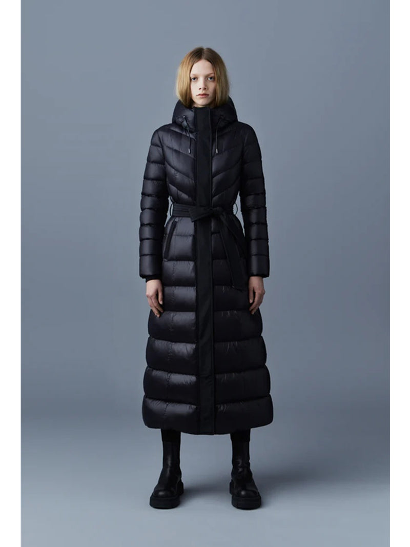 Mackage Calina Lustrous light down Maxi Coat In Black