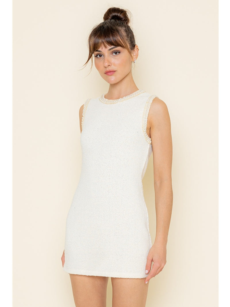 Fore Collection Freya Knit Mini Dress In Cream