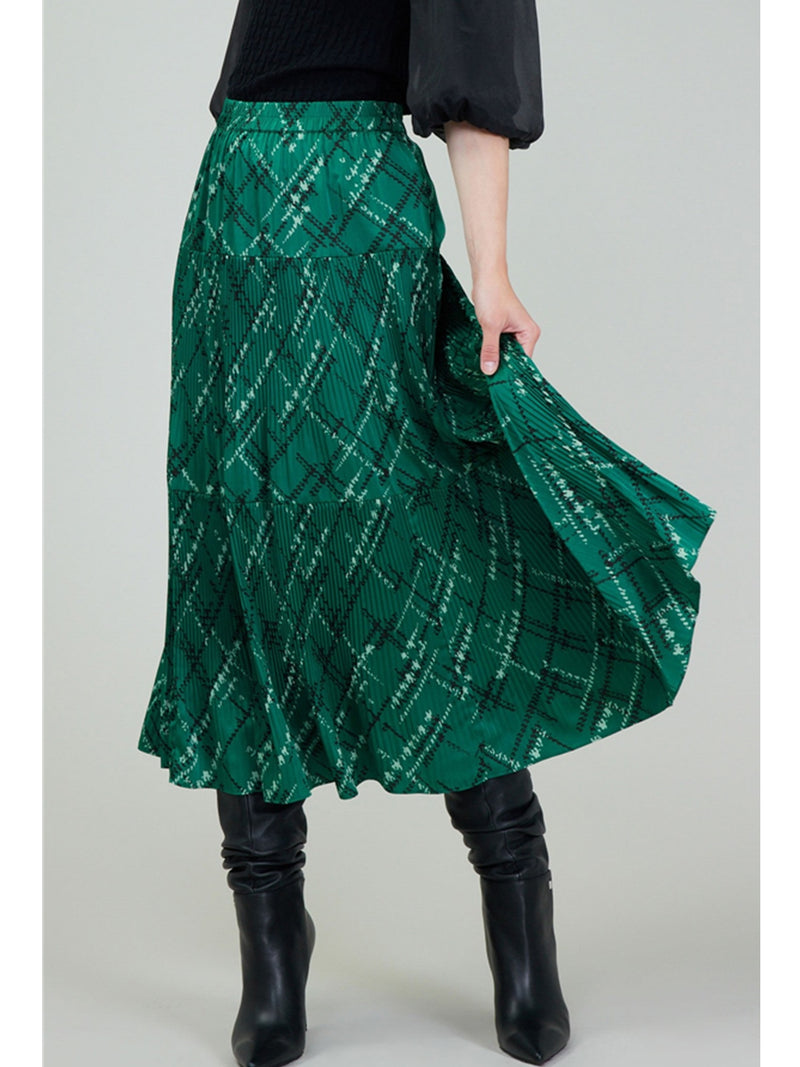 Current Air Chiara Pleated Skirt In Teal Green